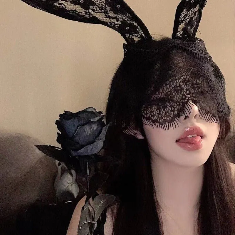 Gothcore Reverie Lace Bunny Mask