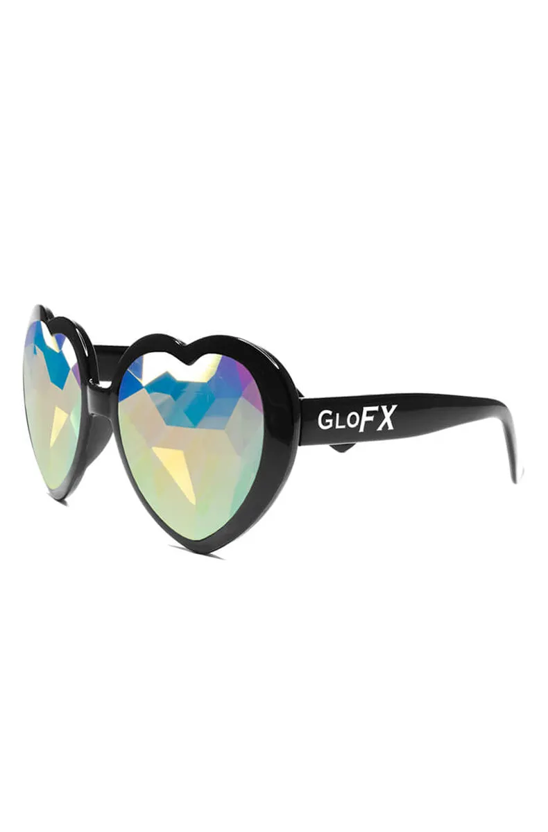 Heart Shaped Kaleidoscope Glasses in Black