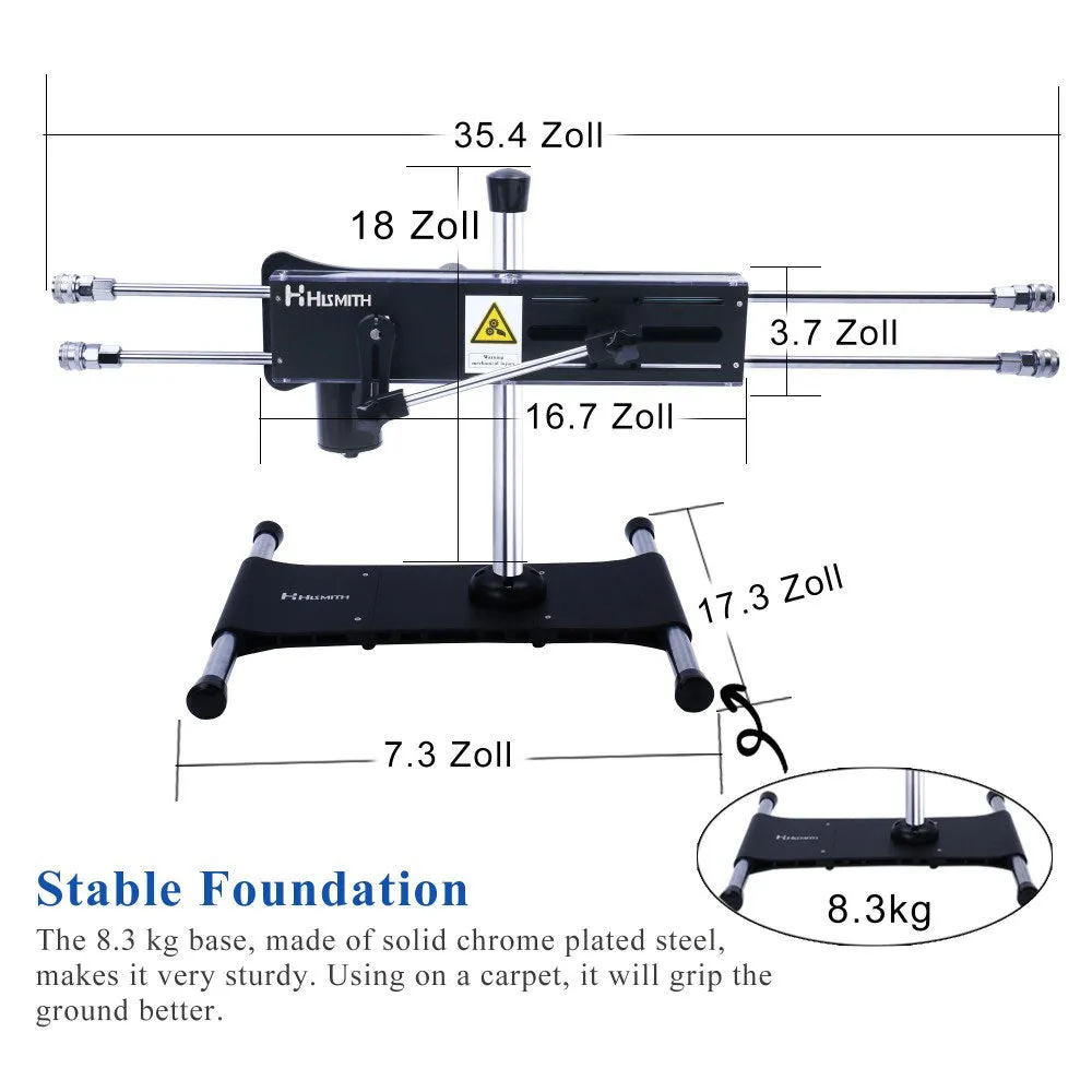 Hismith Dual-Ended Double Penetration Sex Machine with 100-Watt Motor. KlicLok System