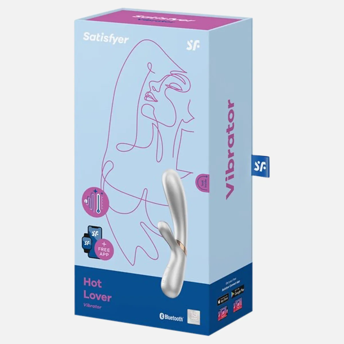 Hot Lover Rabbit Vibrator Incl. Bluetooth   App - Silver/Champagne