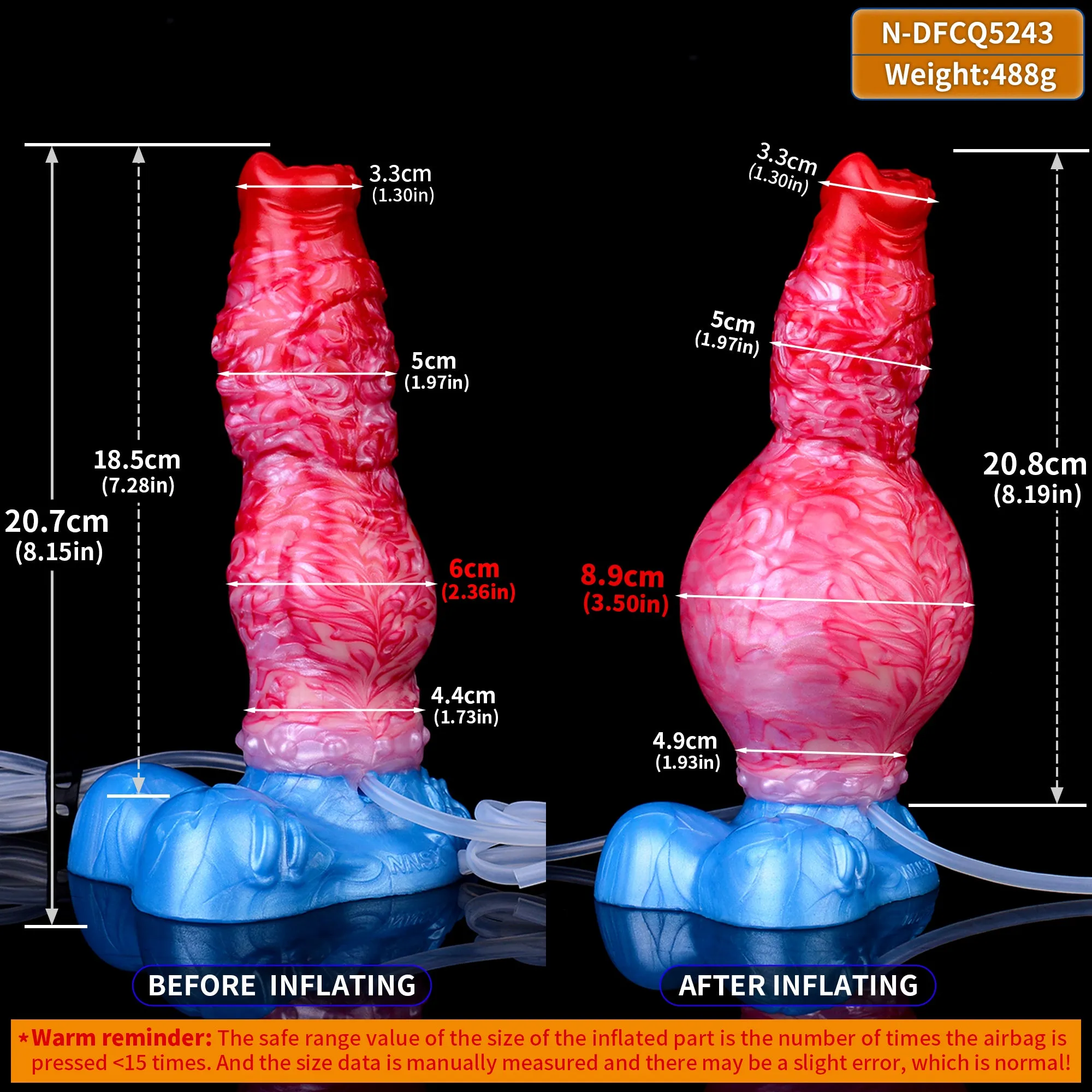 Inflatable Monster Dildo Butt Plug - Realistic Squirting Penis Milking Anal Sex Toys for Women Men