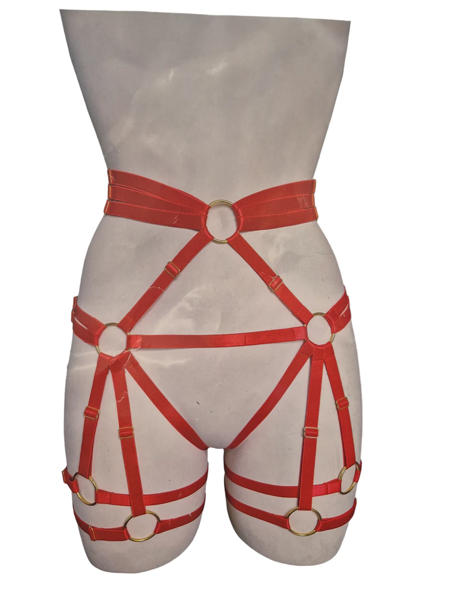 Inspire Fetish Red Waist Harness Leg Garter | Crotch Less | Adjustable free size