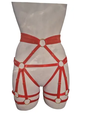 Inspire Fetish Red Waist Harness Leg Garter | Crotch Less | Adjustable free size