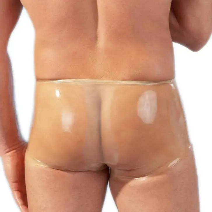 Latex Boxer Briefs with Penis Cock Sleeve for Men