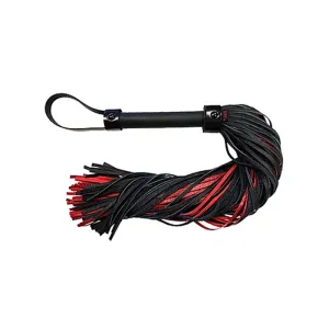 Leather Handle. Leather Long Flogger- Burgunday & Black