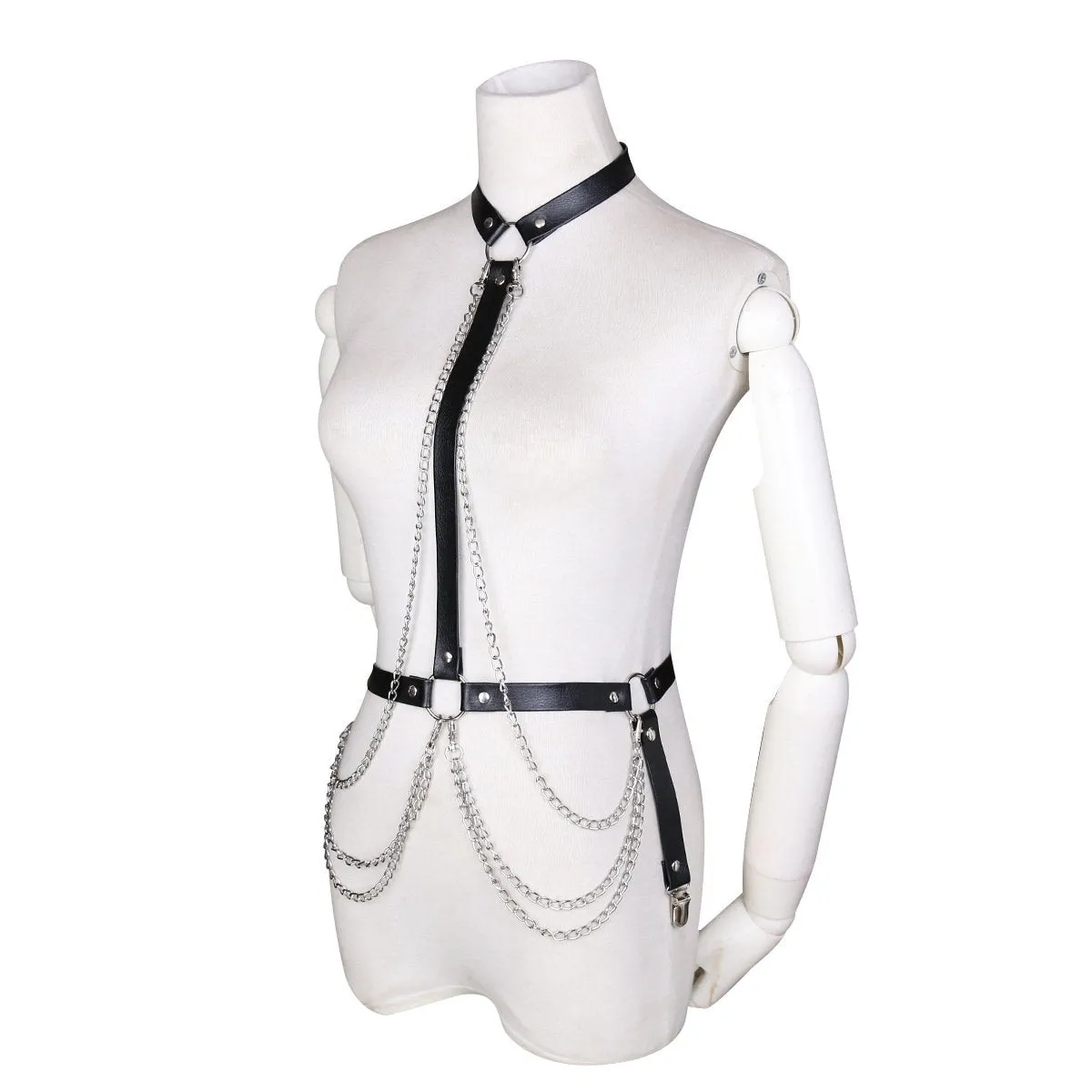Lovemesex Faux Leather and Chain Harness Top