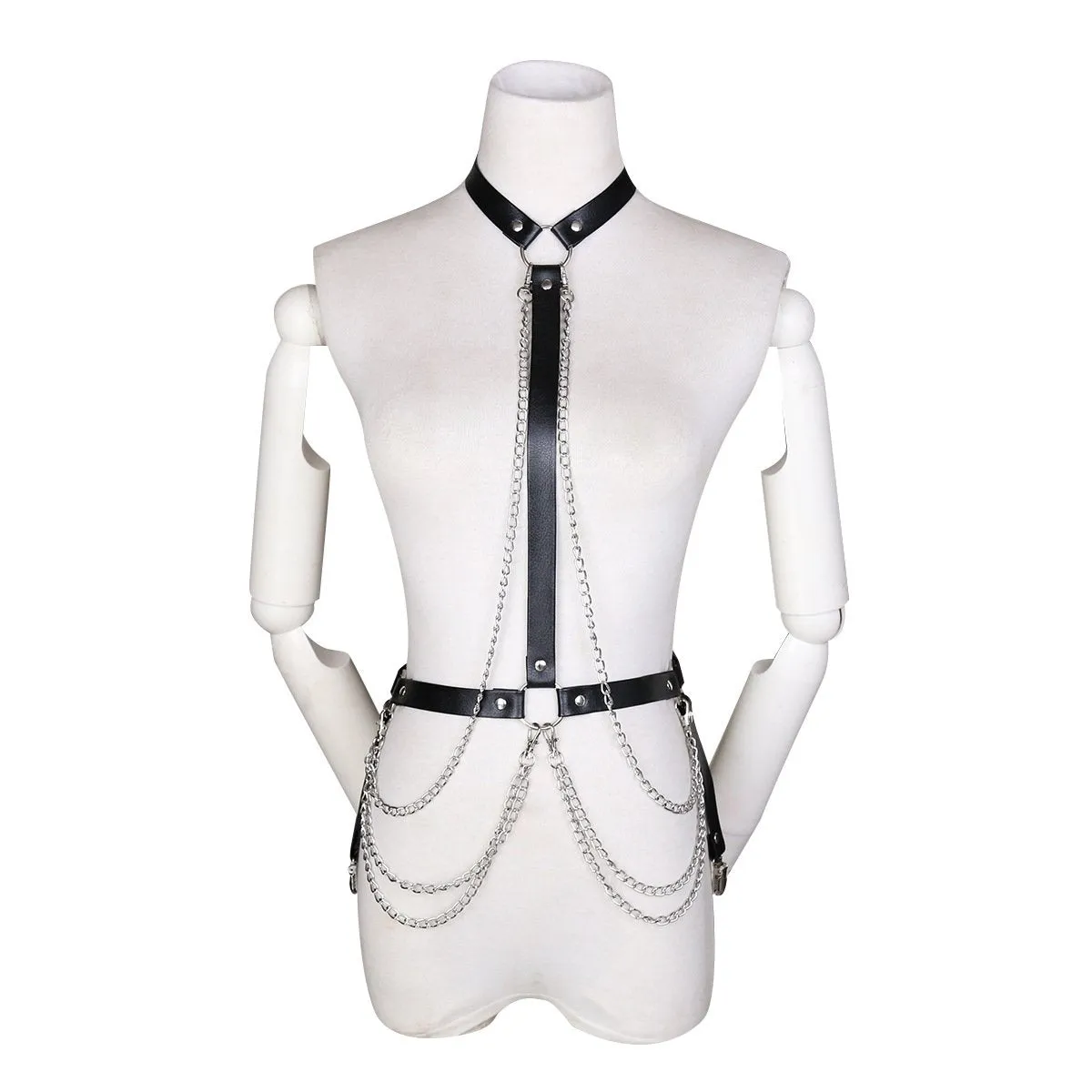 Lovemesex Faux Leather and Chain Harness Top