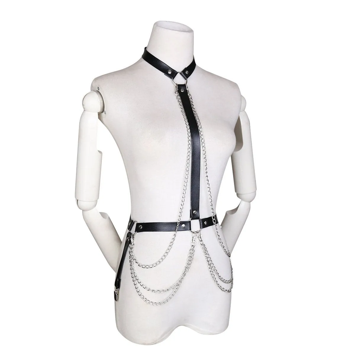 Lovemesex Faux Leather and Chain Harness Top