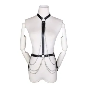 Lovemesex Faux Leather and Chain Harness Top