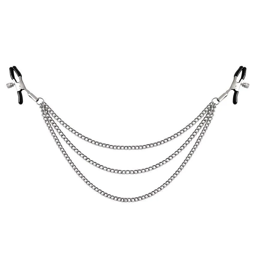 Lovemesex Intimate 3 Tiered Chains Silver Nipple Clamps