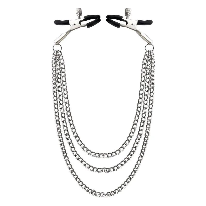Lovemesex Intimate 3 Tiered Chains Silver Nipple Clamps