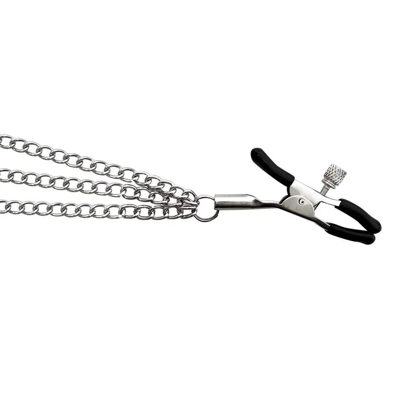 Lovemesex Intimate 3 Tiered Chains Silver Nipple Clamps