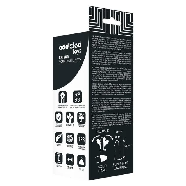 Manșon pentru penis ADDICTED TOYS Extend Your Penis Length. pentru extensia și îngroșarea penisului. 16 cm. culoarea pielii
