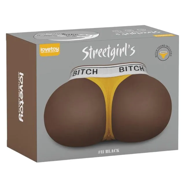 Masturbator realist LOVETOY Streetgirl's #11. simulare vaginală și anală. în formă de fund. cu chilot tanga galben inclus. maro
