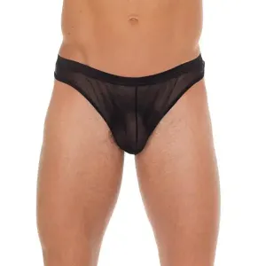 Mens Black Wet Look Mesh G-string. one Size