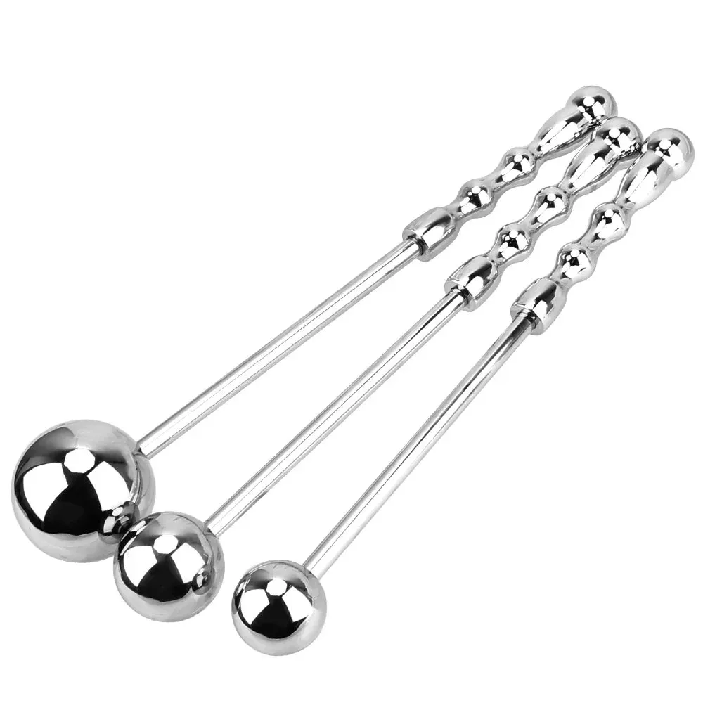Metal Anal Ball Butt Plug - Double End Slim Dildo Anal Beads Sex Toy