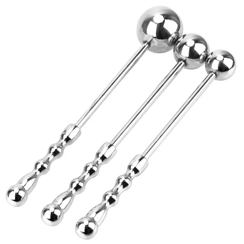 Metal Anal Ball Butt Plug - Double End Slim Dildo Anal Beads Sex Toy