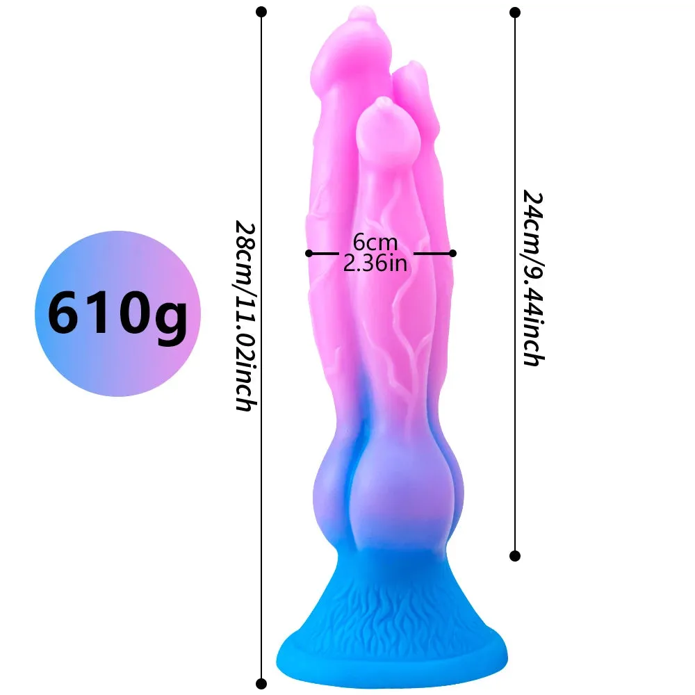 Monster Dog Dildo Butt Plug - 3 Heads Fantasy Animal Dildo Anal Prostate Massager