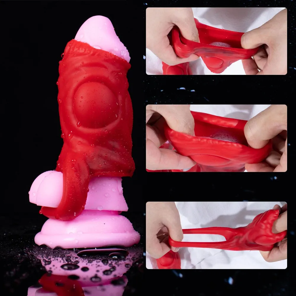 Monsterdildo Cock Ring Penis Sleeve Enlarger Sillicone Stretchy Sex Toy for Men