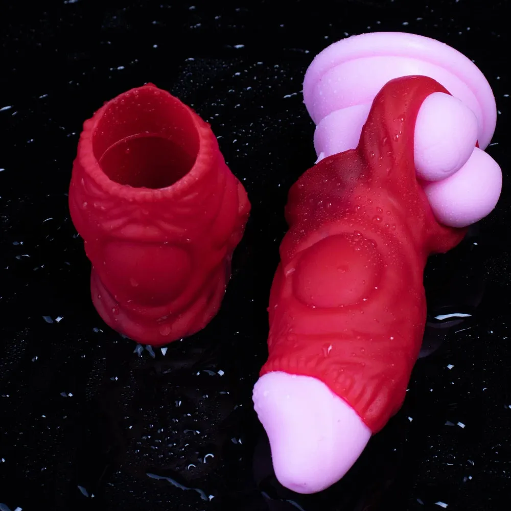 Monsterdildo Cock Ring Penis Sleeve Enlarger Sillicone Stretchy Sex Toy for Men