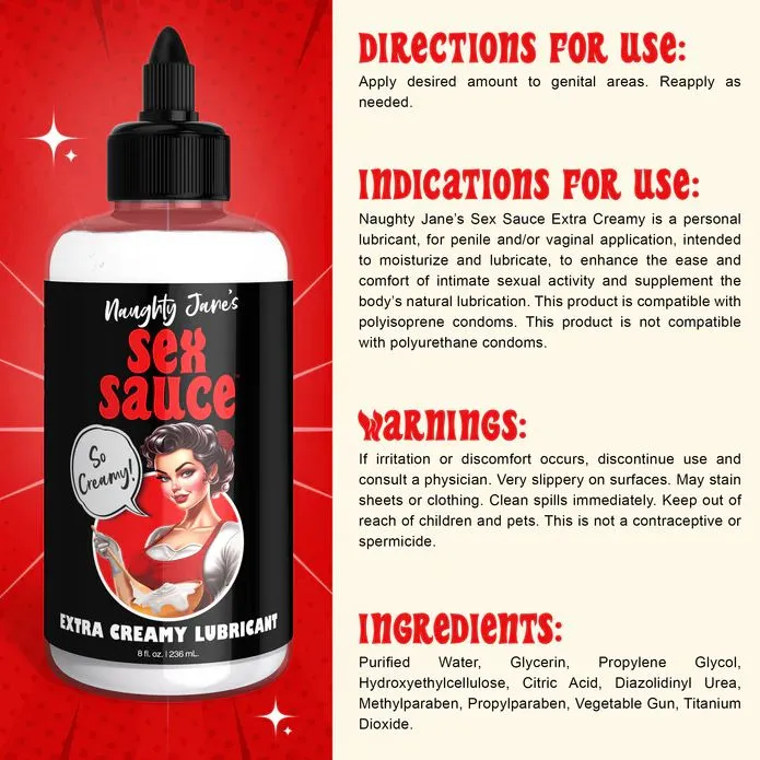 Naughty Jane's Creamy Cum Sex Sauce Lubricant 8oz