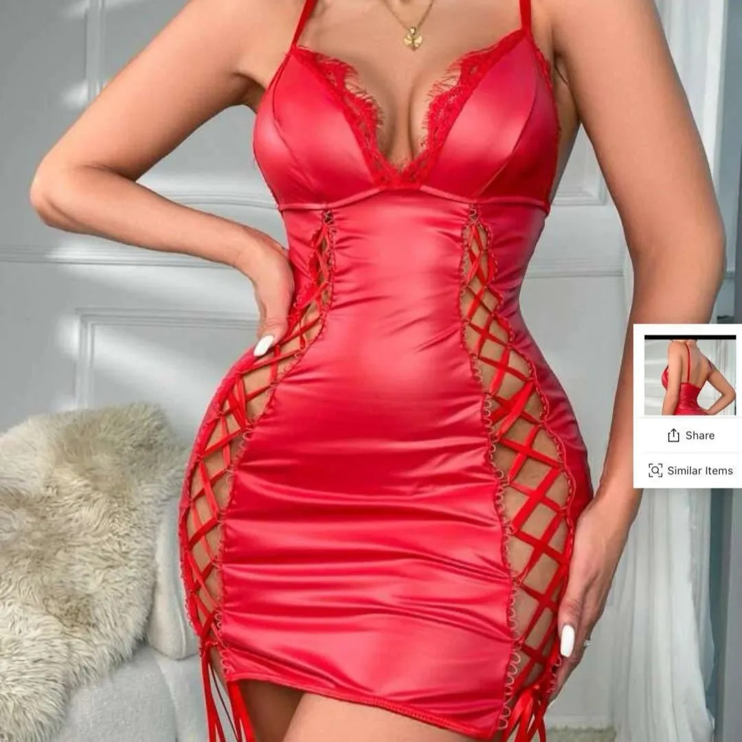 No Apologies Lace-Up Faux Leather Lingerie