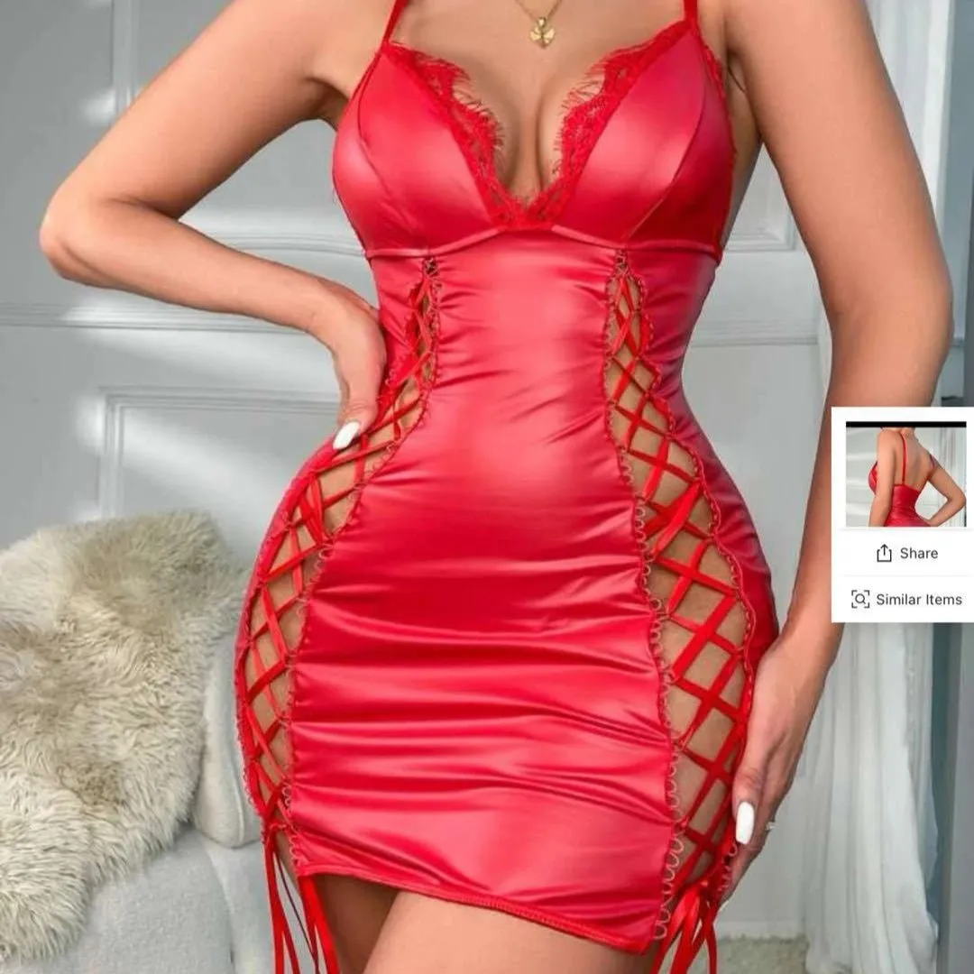 No Apologies Lace-Up Faux Leather Lingerie