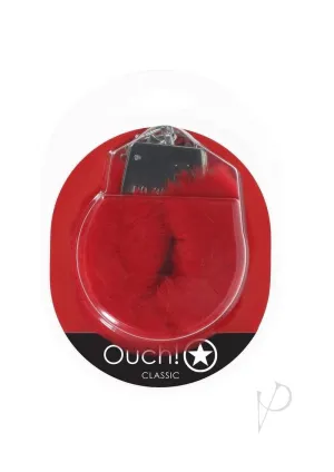 Ouch Classic Fluffy Handcuffs Red