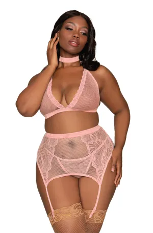 Pink Lace Bralette Set