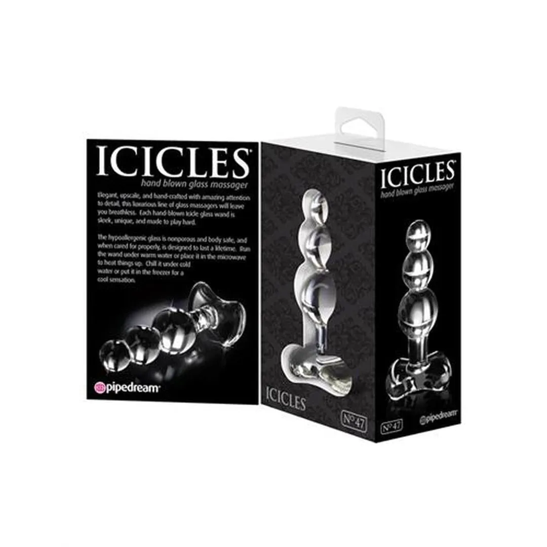 Pipedream Icicles No 47 Clear Beaded Glass Butt Plug