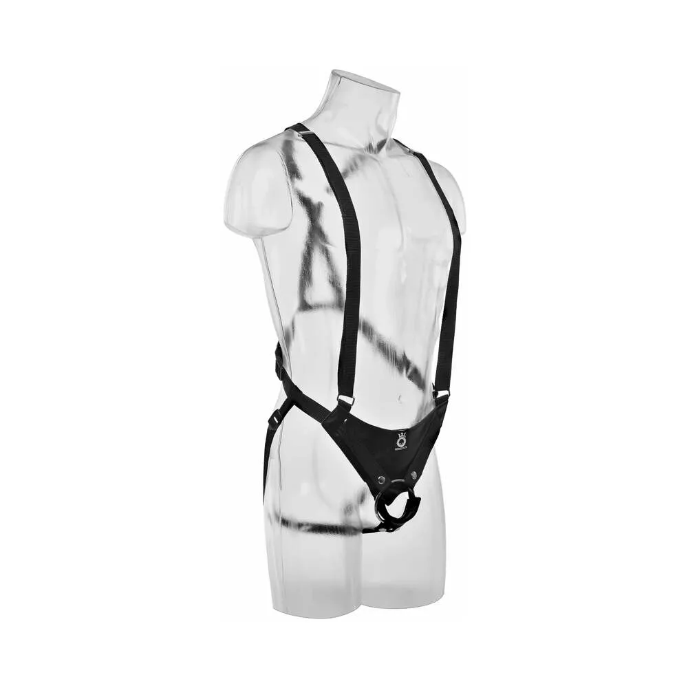 Pipedream King Cock Adjustable 11 in. Hollow Strap-On Suspender System Beige/Black