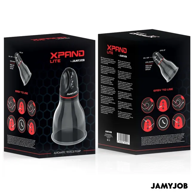 Pompa electrica pentru testicule JAMYJOB Xpand Lite. pentru stimulare si masaj testicular. 3 viteze ajustabile. transparenta