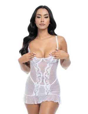 Portia Shelf Cup Lace & Dot Mesh Chemise
