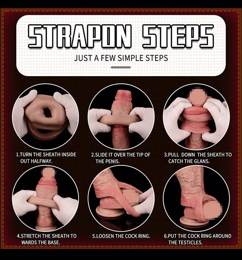 Realistic Penis Sleeve Extender - Bare Skin Condoms Open-end Cocksleeve Sheath