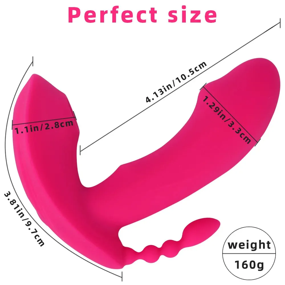 Realistic Vibrating Dildo Clit Sucking Anal Beads Women Vibrator - 3-in-1 Remote Control Female Sex Toy