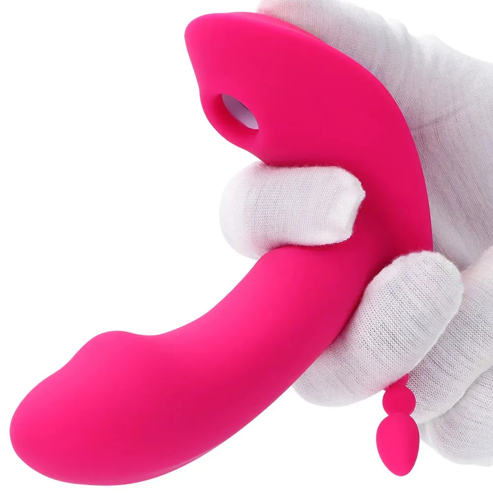 Realistic Vibrating Dildo Clit Sucking Anal Beads Women Vibrator - 3-in-1 Remote Control Female Sex Toy
