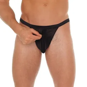 Rimba Mens Black Zip Up G-string with Pouch