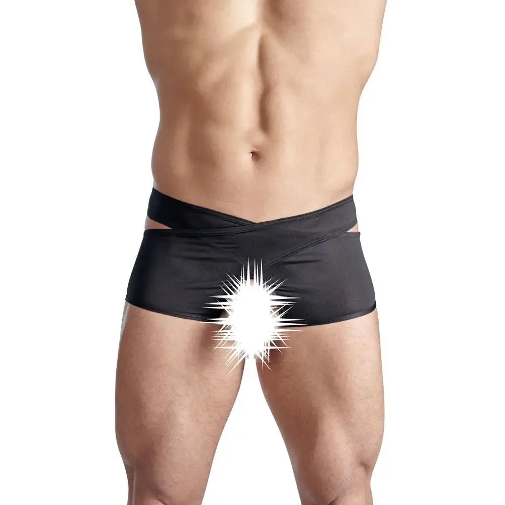 Sexy Black Briefs with Open Crotch for Men