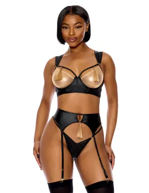 Show Stopper Metallic Mesh Bra & Garter Set