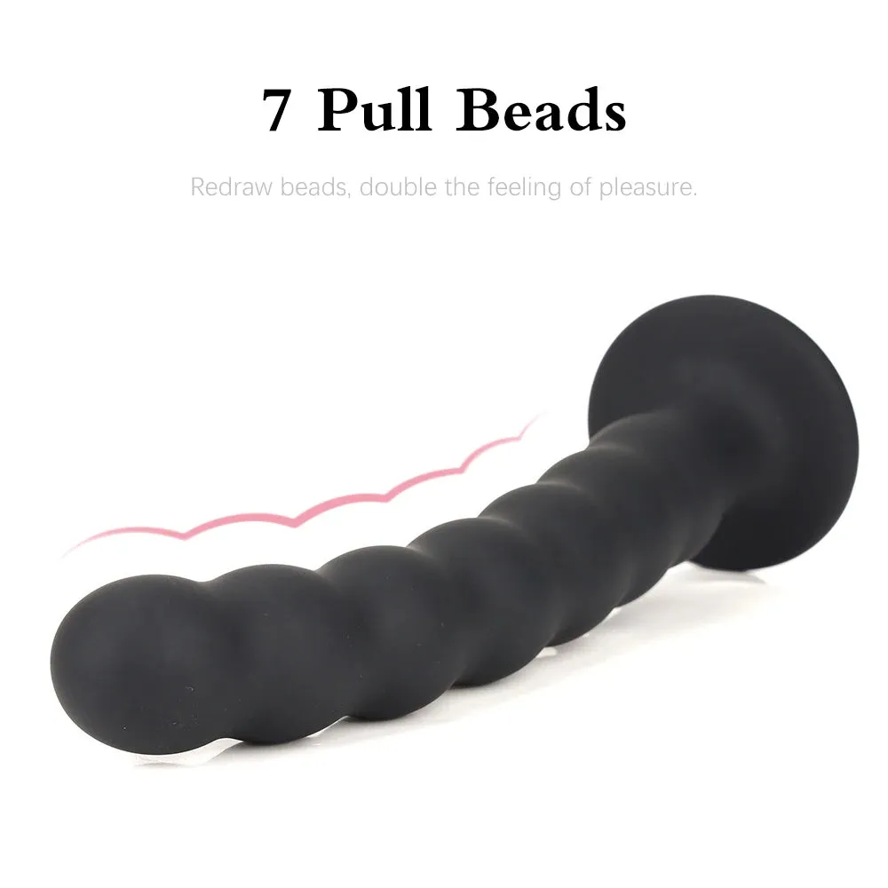 Silicone Butt Plug - 7 Pull Beads Anal Dildo G Spot Prostate Massager