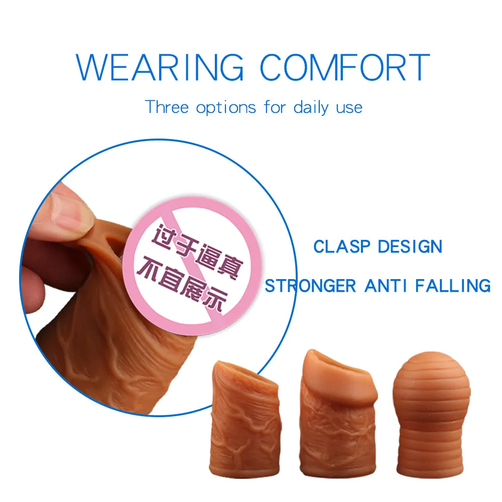 Silicone Cockring Penis Sleeve - Realistic Blocking and Restoring Ring Set Sex Toys for Men