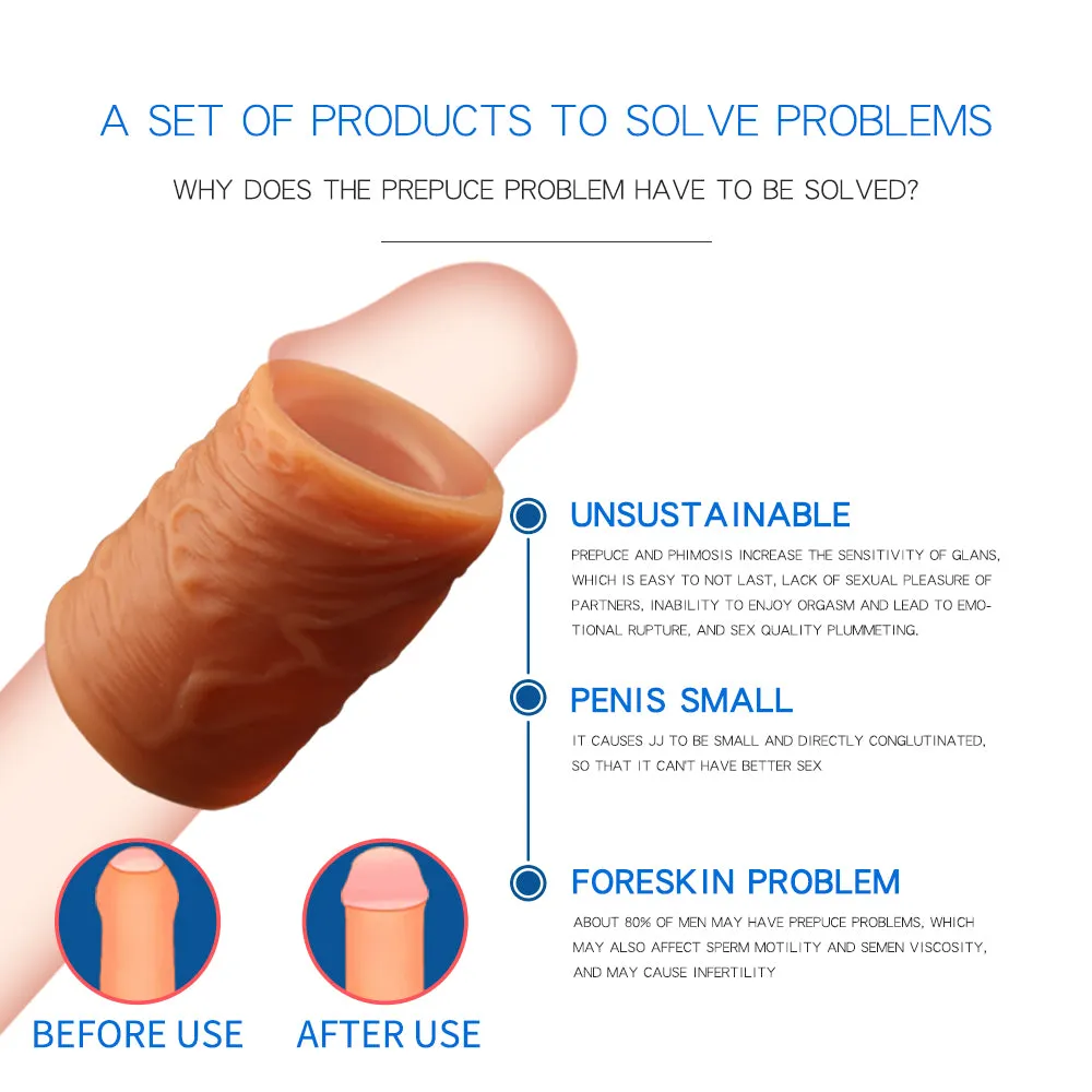 Silicone Cockring Penis Sleeve - Realistic Blocking and Restoring Ring Set Sex Toys for Men