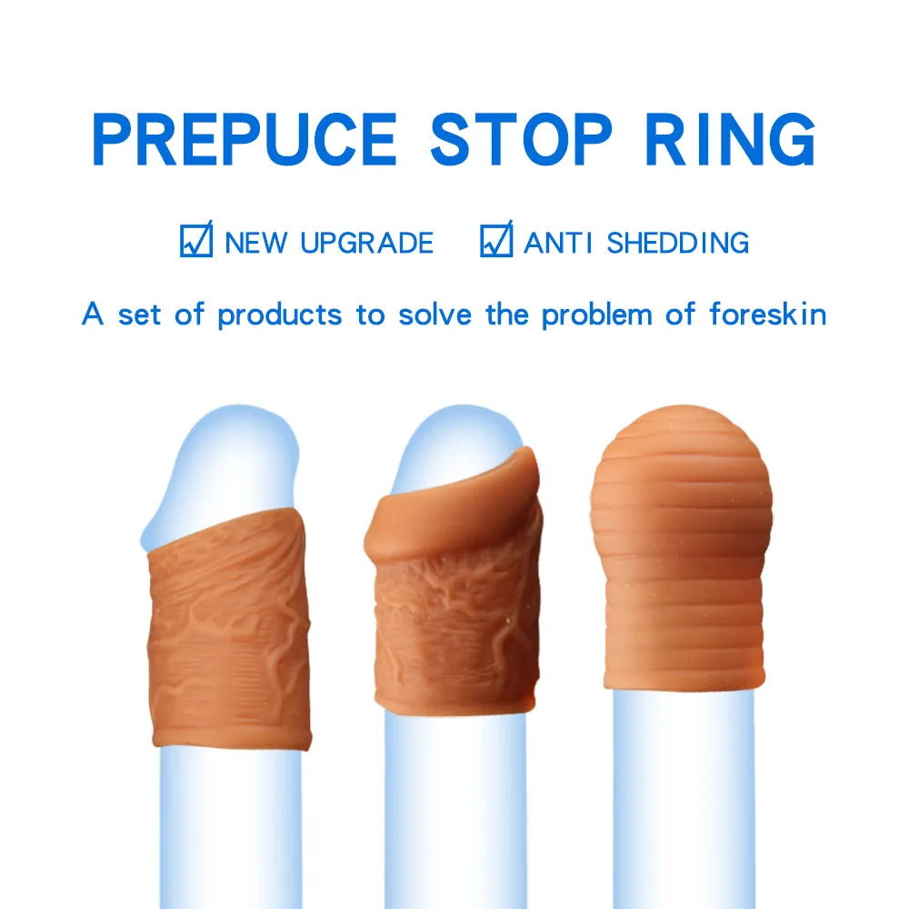Silicone Cockring Penis Sleeve - Realistic Blocking and Restoring Ring Set Sex Toys for Men