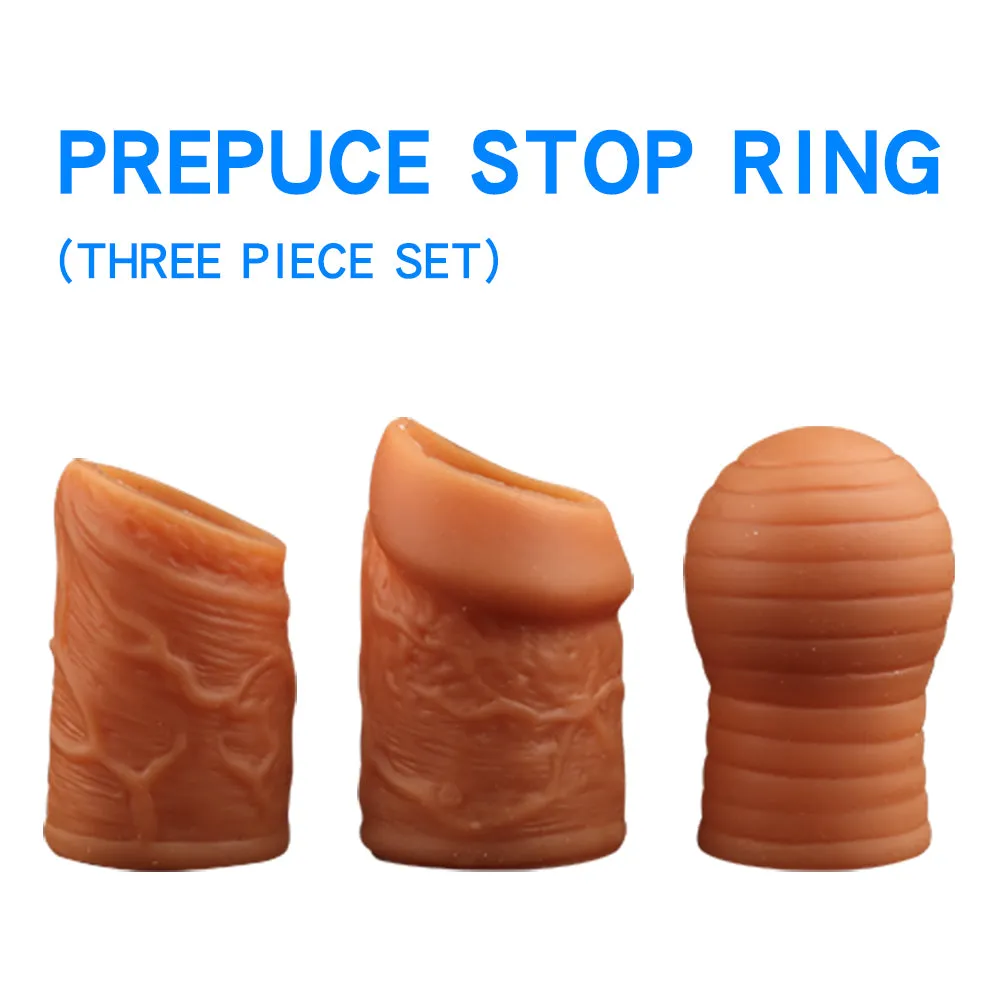 Silicone Cockring Penis Sleeve - Realistic Blocking and Restoring Ring Set Sex Toys for Men