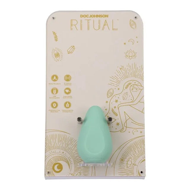 Stimulator clitoris DOC JOHNSON Ritual Chi. din silicon moale. 10 funcții de vibrație. rezistent la apă. verde turcoaz