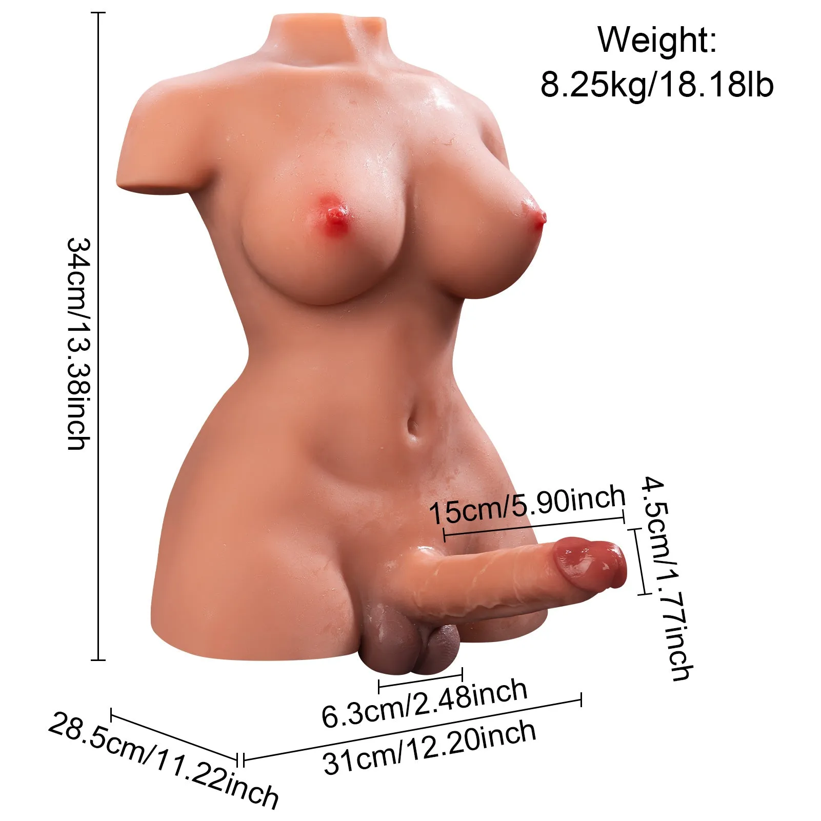 Taylor: 18.18lb Thrusting Dildo Trans Sex Doll
