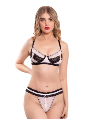 Underwire Two Tone Bra & G-String Set
