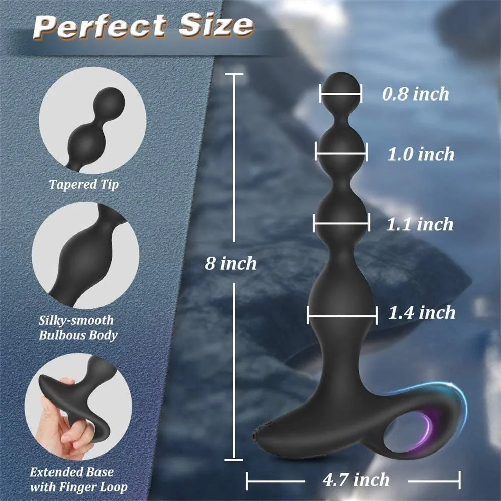 Vibrating Anal Beads Butt Plug - 8-inch Dildo Anal Plug Sex Toys for Men Women