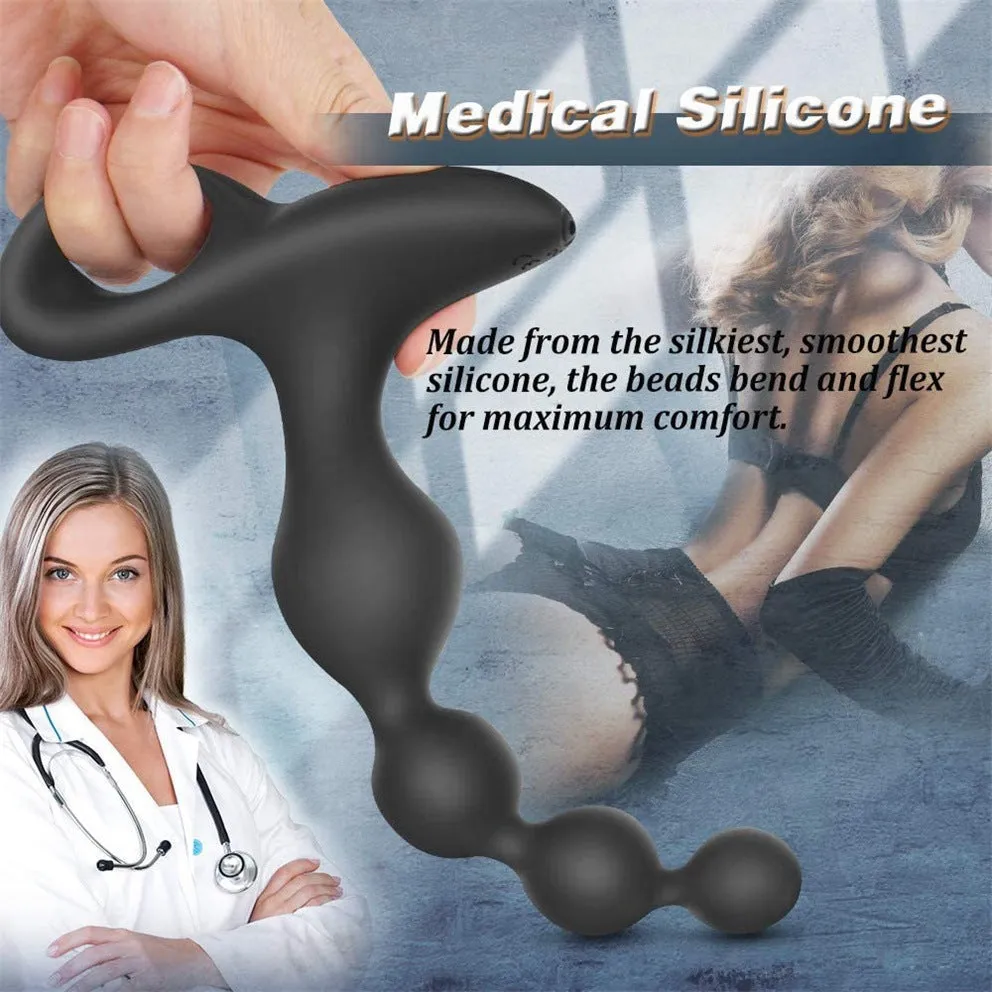 Vibrating Anal Beads Butt Plug - 8-inch Dildo Anal Plug Sex Toys for Men Women