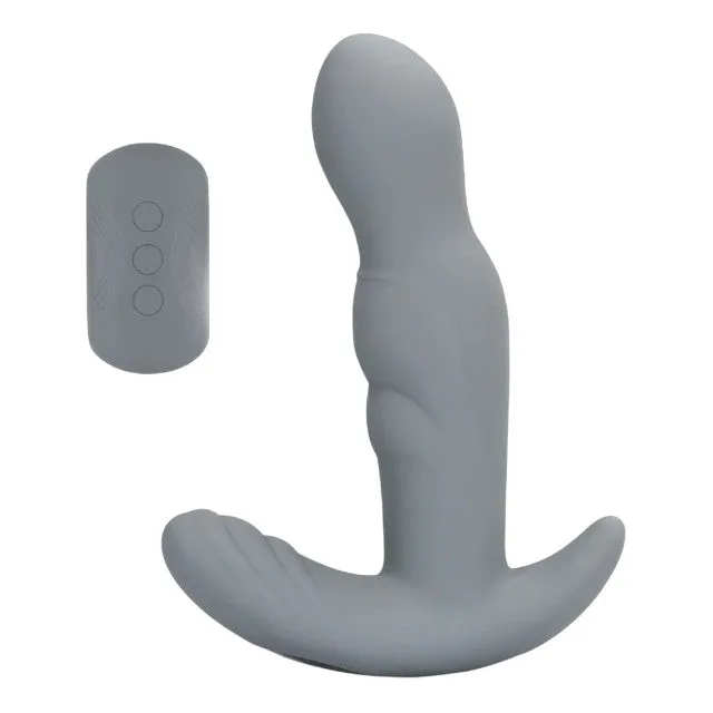Vibrator anal LOVELINE Rotating Prostate Stimulator with Remote Control. cu telecomandă. funcție de rotație. 10 funcții de vibrație. gri